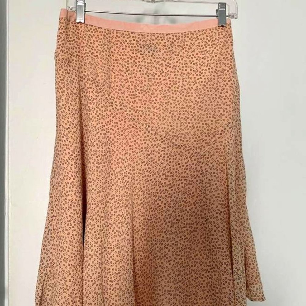 Club Monaco printed pink salmon silk long skirt -6
